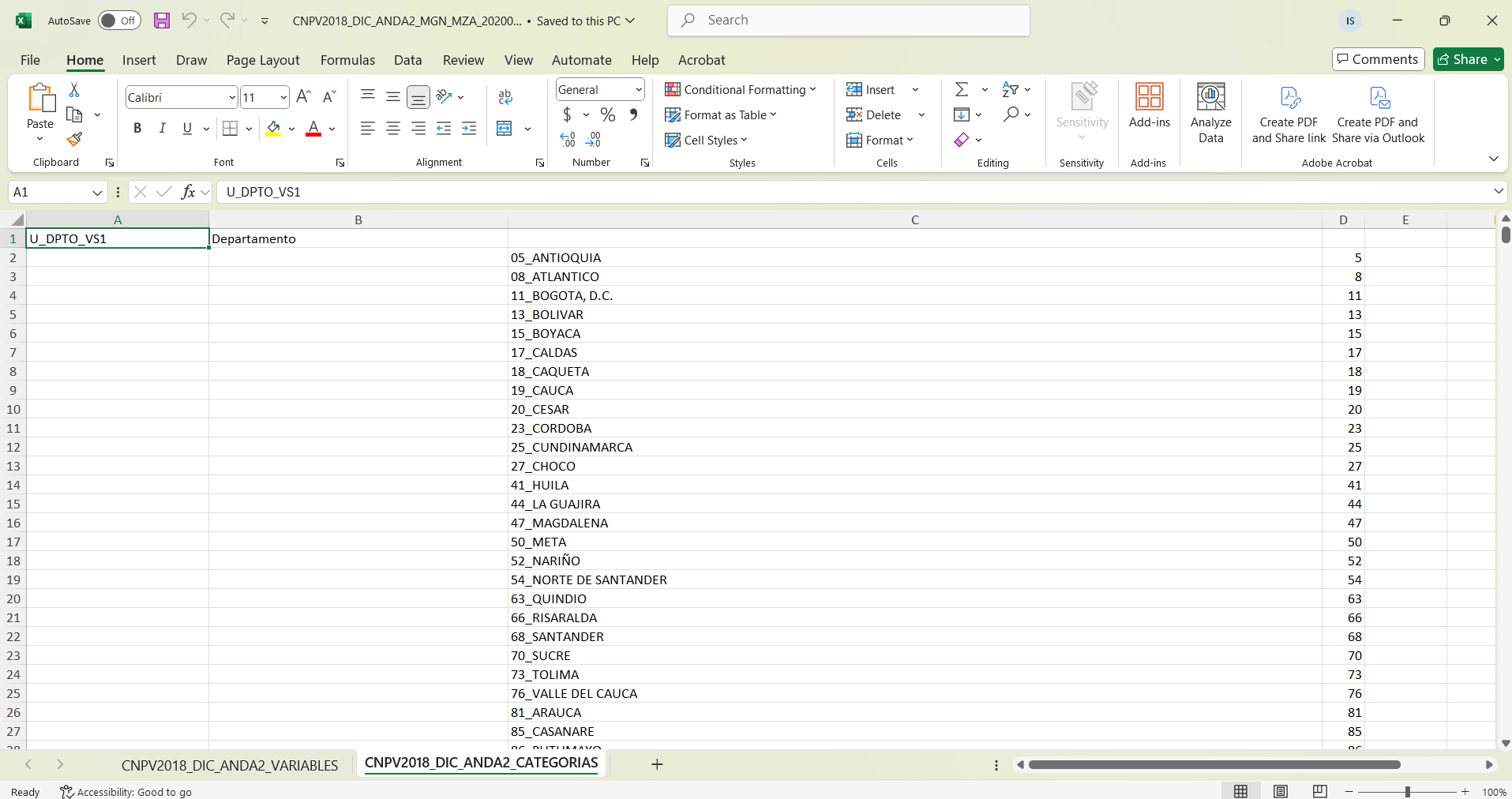 CSV file structure